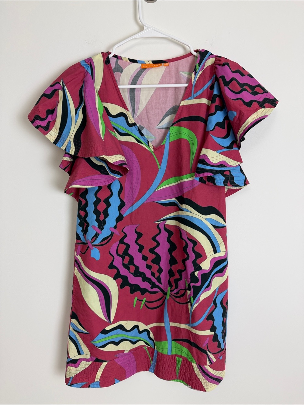 Oliphant Pink Accented puff Sleeve dress size extra small